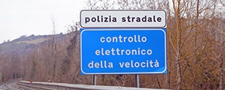 Siena, SI, Italy - February 21, 2023: Italy Warning Panel that means Police electronic speed control in the highway